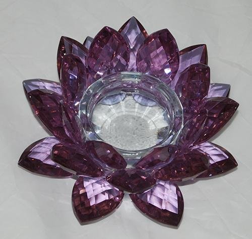 PURPLE CRYSTAL LOTUS PILLAR CANDLE HOLDER (1 of 5)