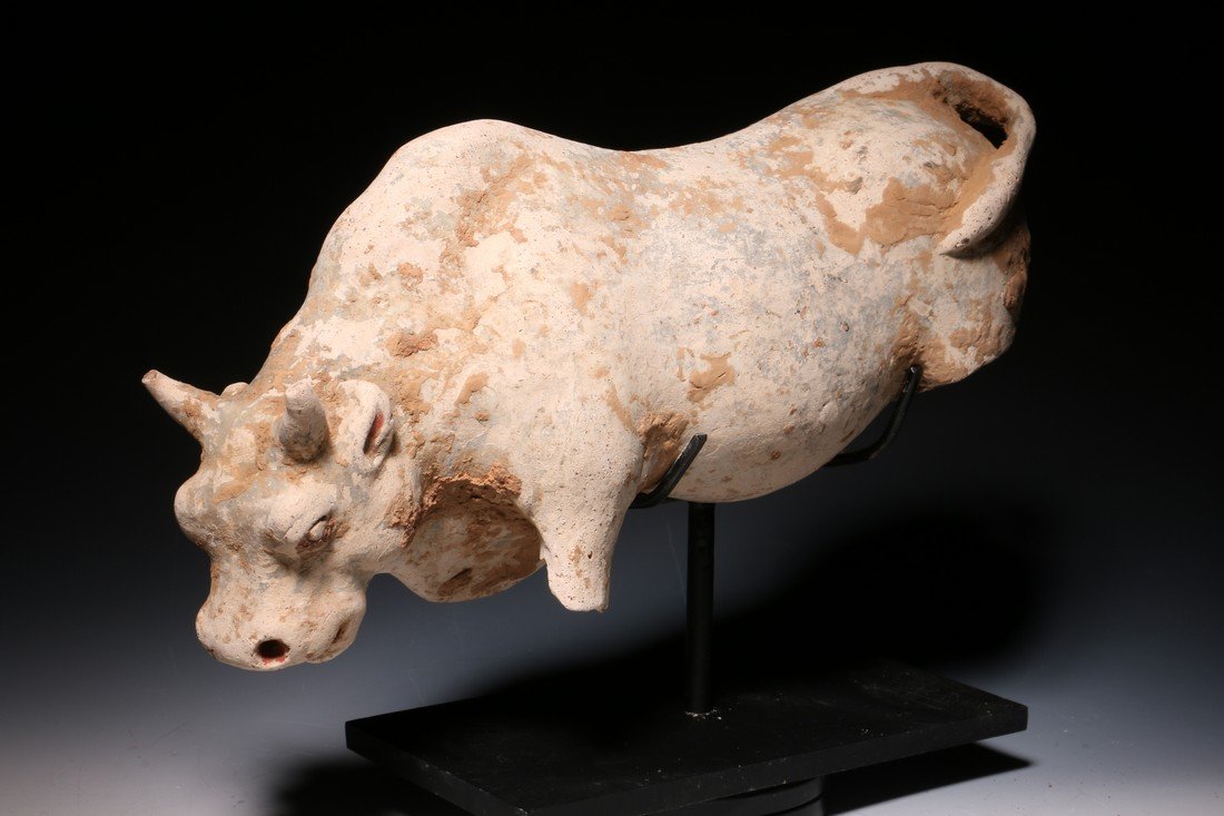 CHINESE HAN DYNASTY TERRACOTTA BULL CIRCA 206 B.C. - (1 of 4)