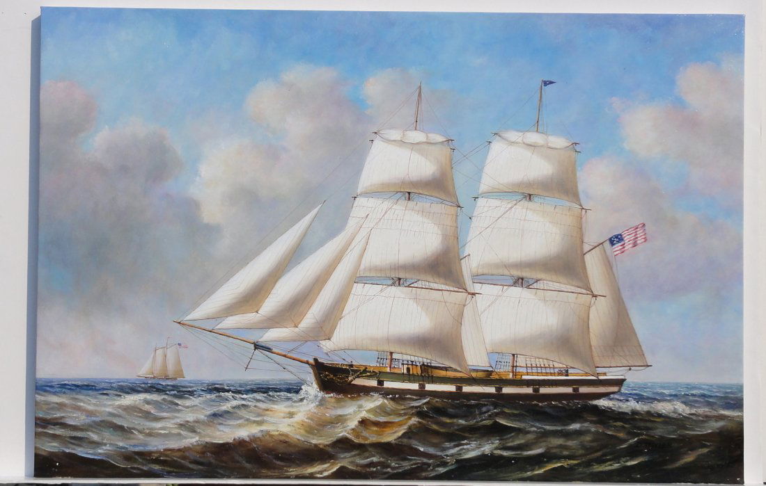 American Clipper Ship, Oil Painting by D. Tayler