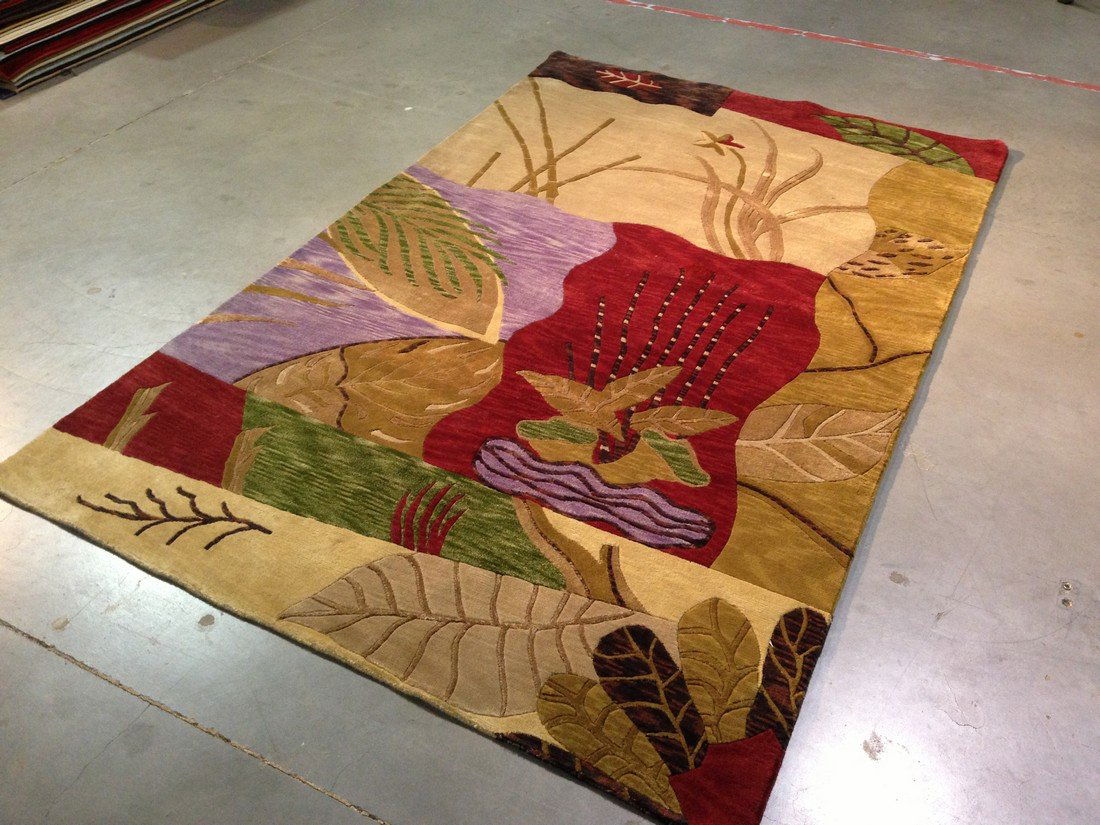 5x8 STUNNING ART DECO TIBETIAN STYLE HAND KNOTTED RUG (1 of 8)