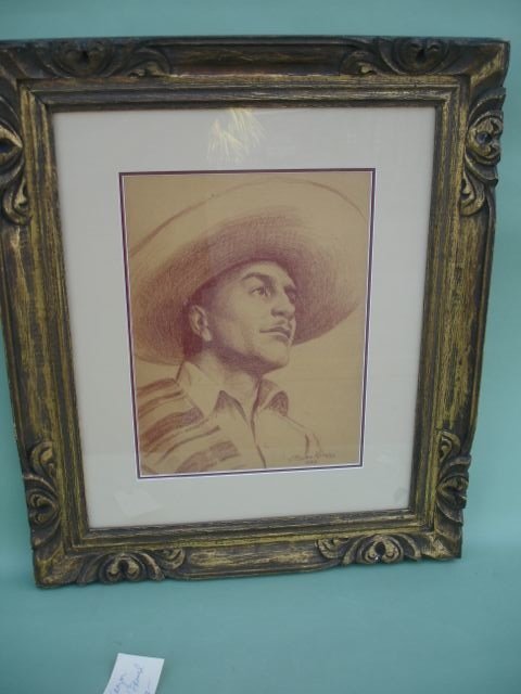 Joseph Mason Reeves: Portrait of Leo Carrillo P072: Joseph Mason Reeves: Portrait of Leo Carrillo P072 A portrait of Leo Carrillo by Joseph Mason Reeves. Done in Conté crayon on paper. Conté: Invented in France in 1795 by Nicolas-Jacques Conté espec