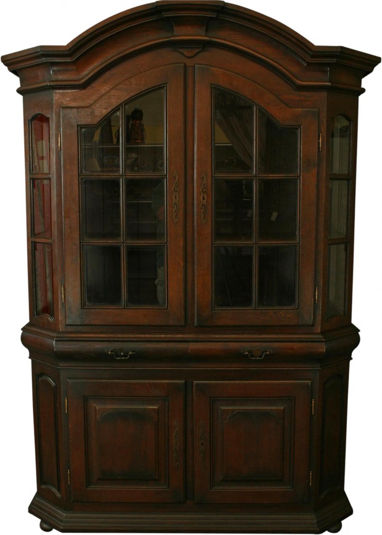 Massive Spanish Mission Oak Display Cabinet China Hutch Dec 29