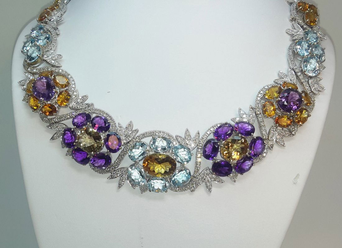 18k white gold Natural Diamond and Multi Semi preciuse (1 of 5)