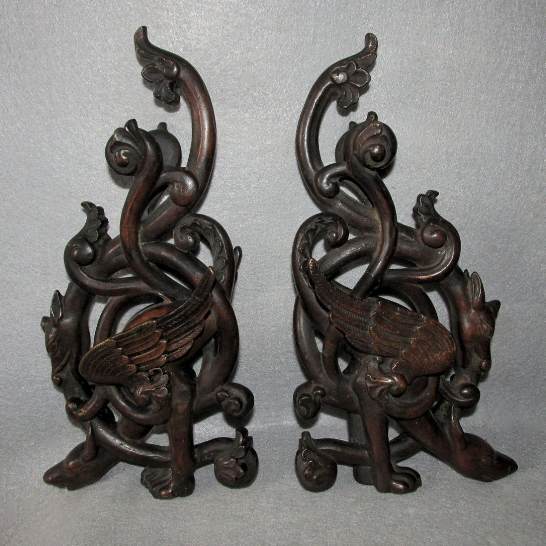 Pair Bronze Gargoyle or Dragon Finials, Architectural (1 of 8)