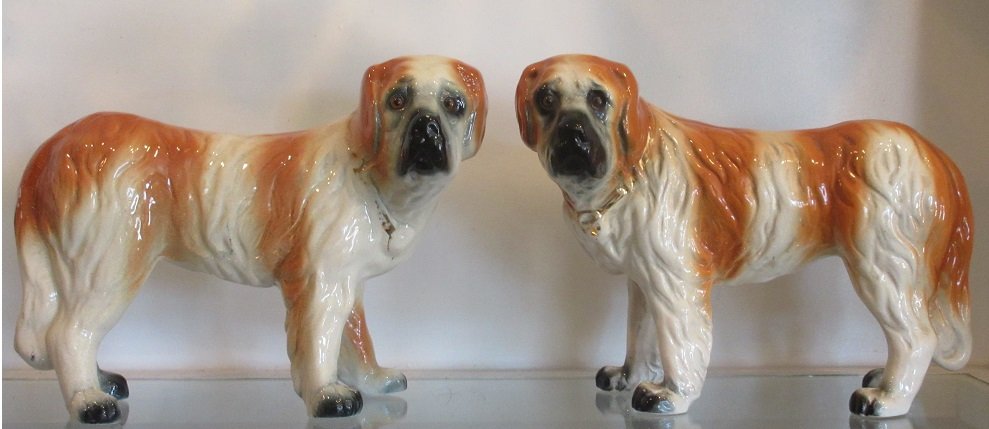 Unusual Pair of Huge Antique Staffordshire Pottery St (1 of 4)