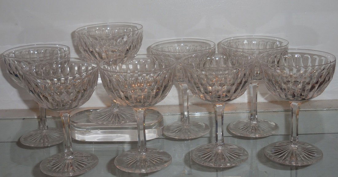 Set 8 Antique American Cut Crystal ABCG Champagne (1 of 5)
