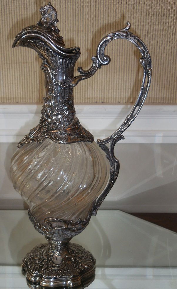 Antique Silver Mounted Crystal Jug w Lion Face VS (1 of 6)