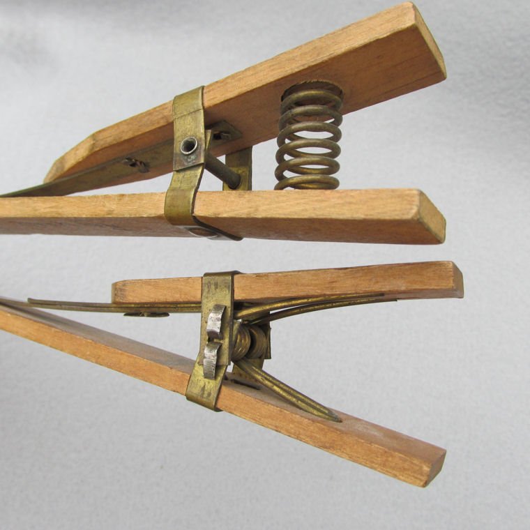 Pair Antique Big Wood Clips, HolTite, for holding Book (1 of 6)