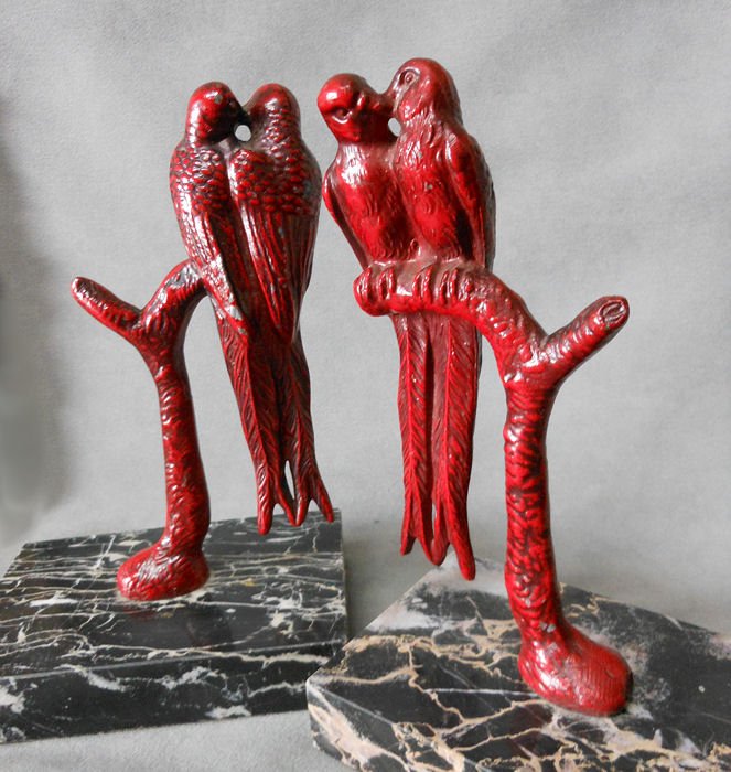 Elegant c1920s Art Deco Love Bird Bookends with Marble (1 of 5)