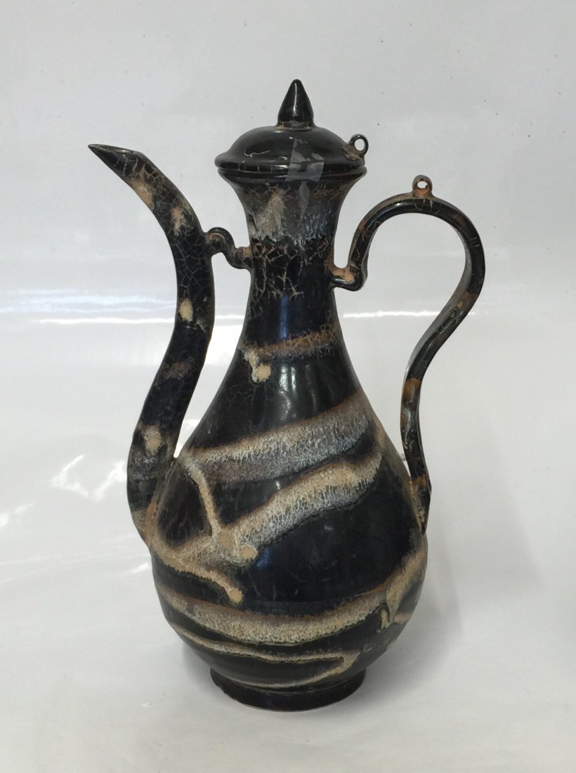 Black white glaze ewer with cover.  Song thru Ming (1 of 3)