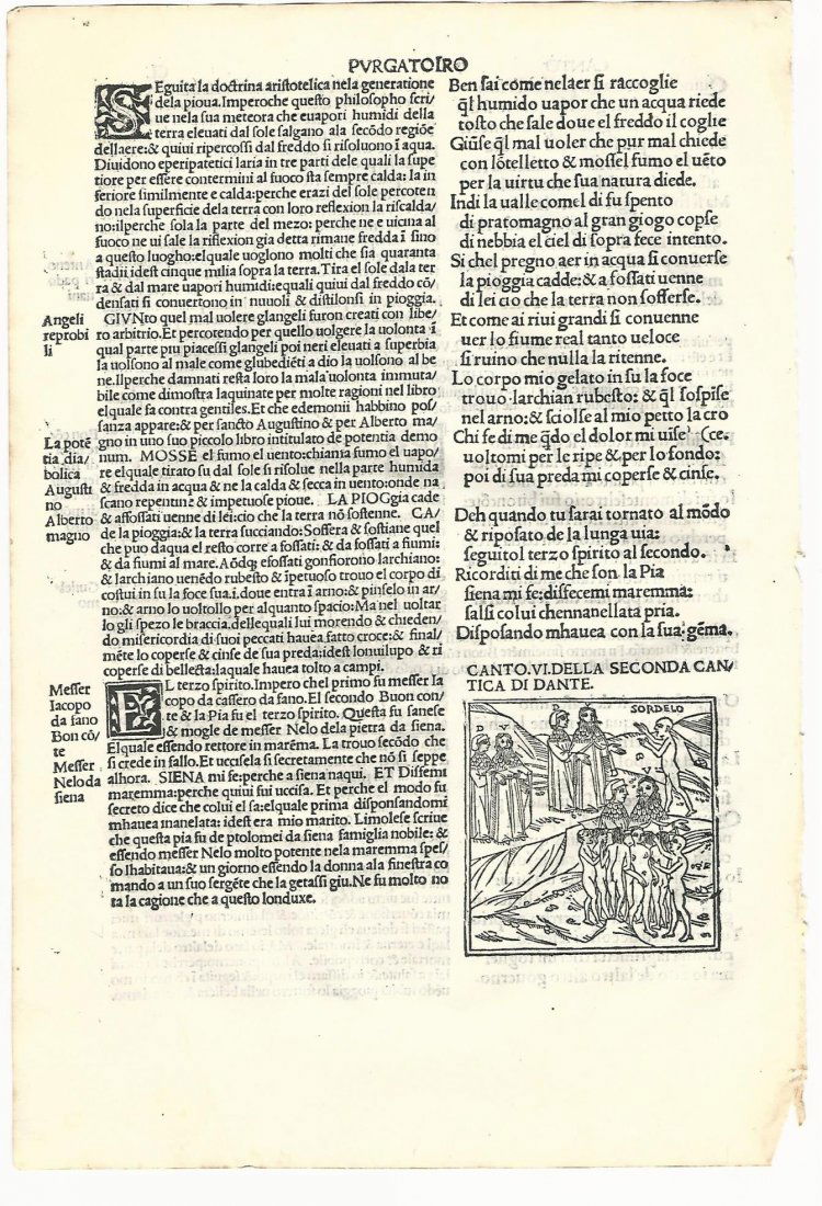1507 Woodcut Leaf Dante Purgatory (1 of 1)