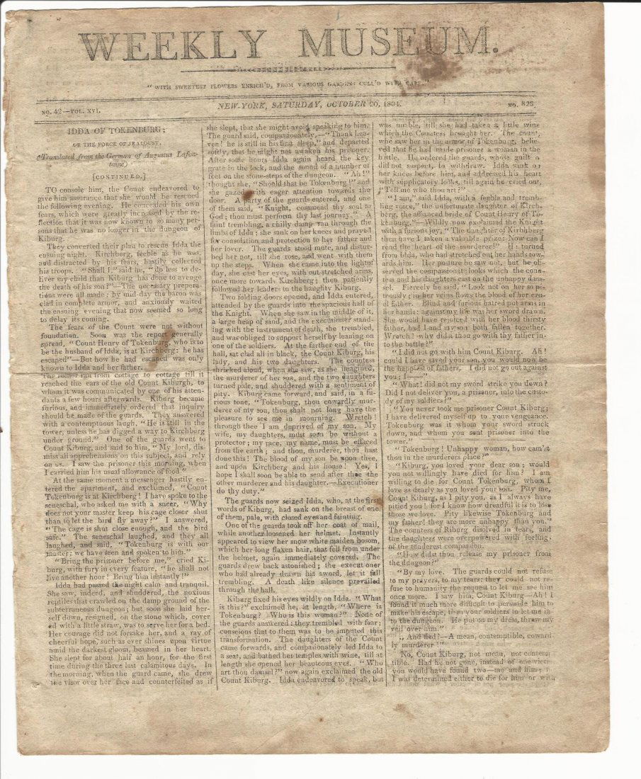 1804 New York Weekly Museum (1 of 1)