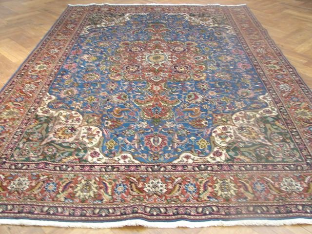 Royal Blue Fine 11'.7"X7'.11" Persian Tabriz Carpet (1 of 6)