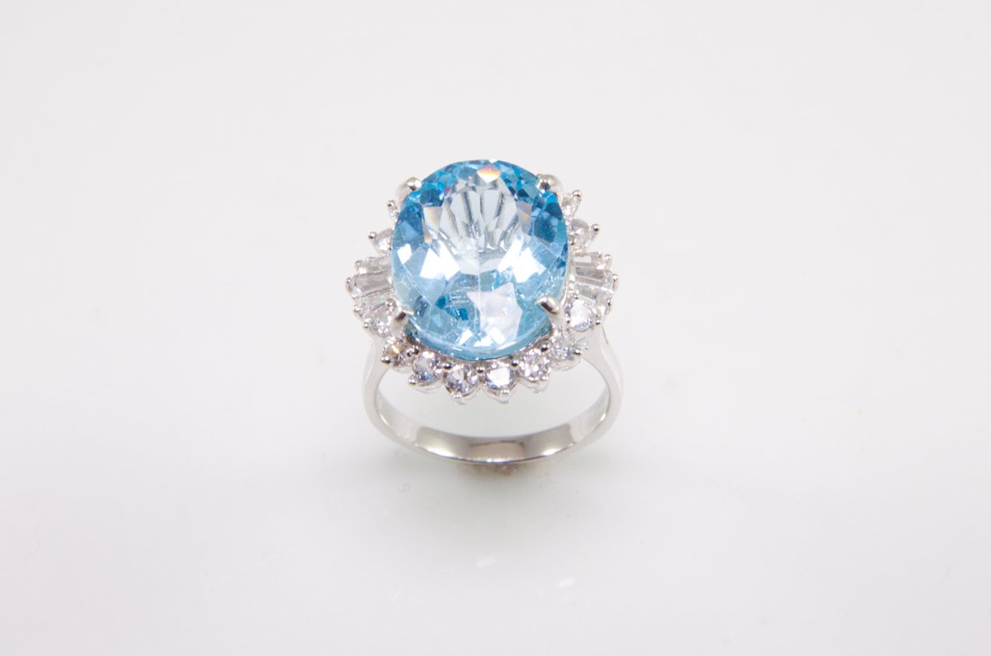 Sterling Silver Blue Topaz Cocktail Ring (1 of 2)
