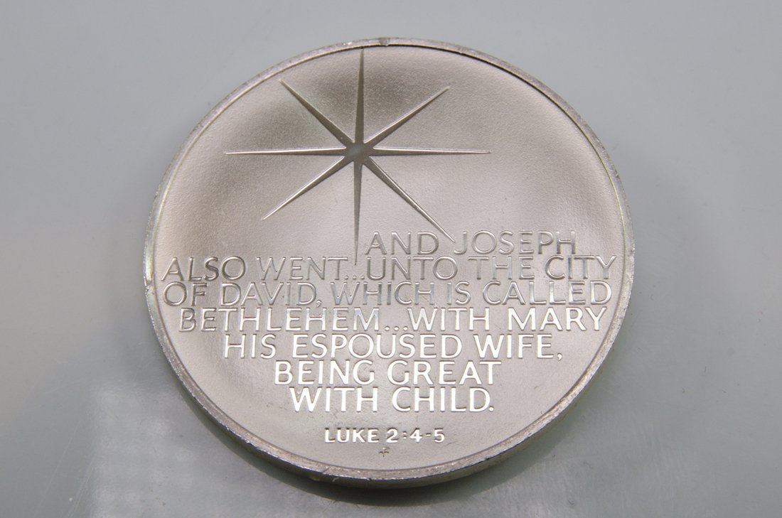 Silver Christmas Coin with Biblical Verse (1 of 2)