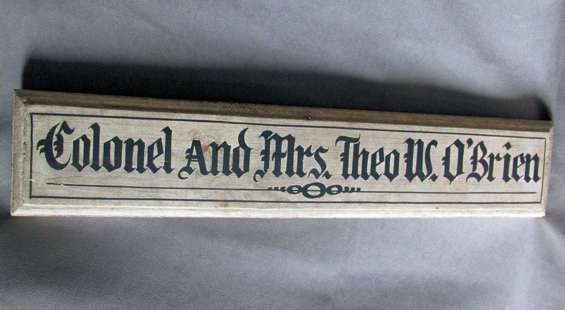Antique Hand Painted Military Sign, Colonel & Mrs Theo (1 of 4)