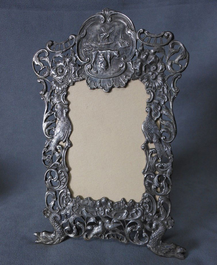 Antique European Picture Frame Dolphins, Birds Farmer, (1 of 5)