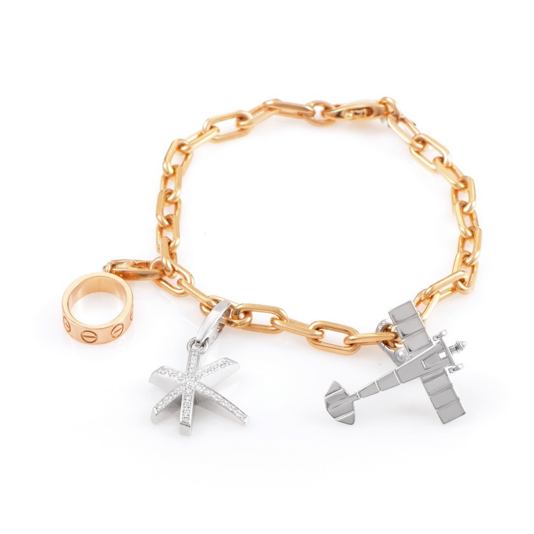 Cartier 18K Multi-Tone Gold & Diamond Charm Bracelet (1 of 5)