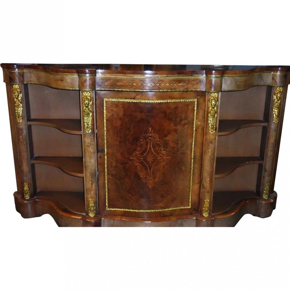 Superb Antique Burl Walnut Marguetry Inlaid Sideboard (1 of 4)
