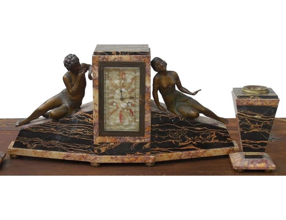 Elegant Antique Art Deco Figural Mantel Clock Set (1 of 7)