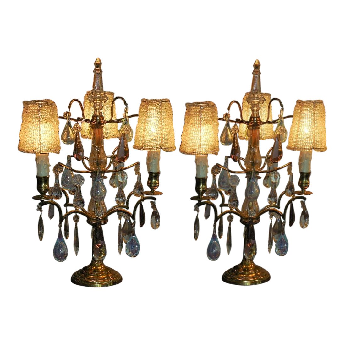 Pair Antique Baccarat French Crystal Table Chandelier (1 of 4)