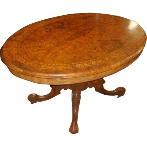 Spectacular Antique Burl Wood Oval Breakfast Table (1 of 5)