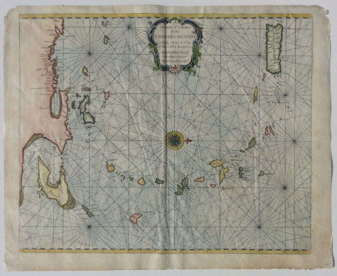 Caribbean Island Map, by Mount & Page, 1720 (rare & (1 of 10)