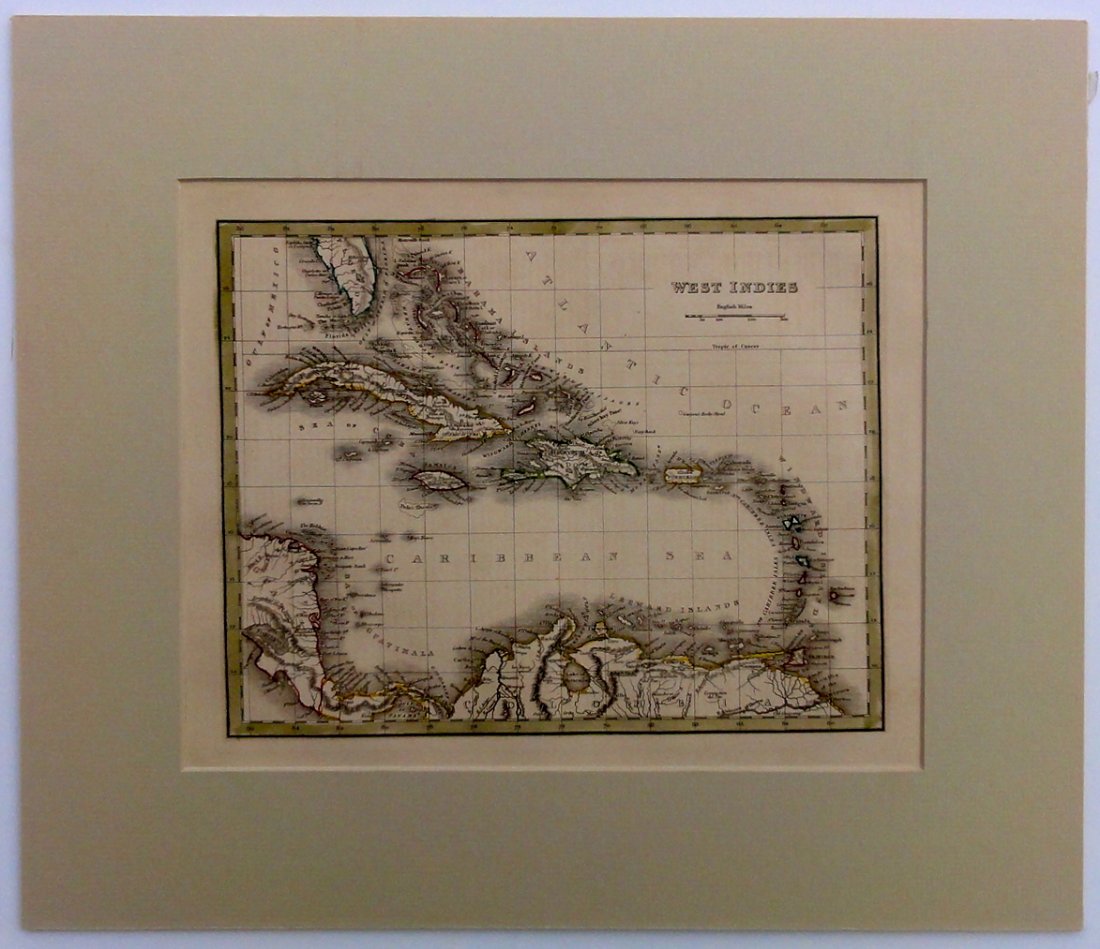 West Indies & Caribbean by Bradford, 1835: Original engraving from the Atlas to Illustrate…by T. G. Bradford, Boston, 1835. Dimensions: 13” x 15 1/2” This item ships from Ocean View, DE.