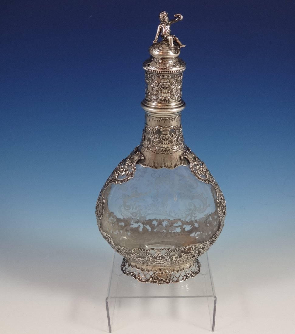 German silver and glass figural decanter Hanau (1 of 6)