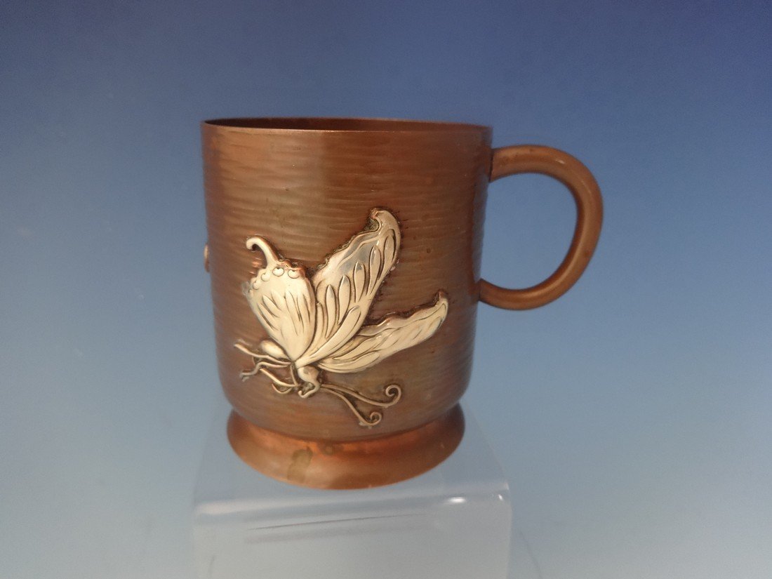 Aesthetic copper mug with 3 applied silver butterflies (1 of 5)
