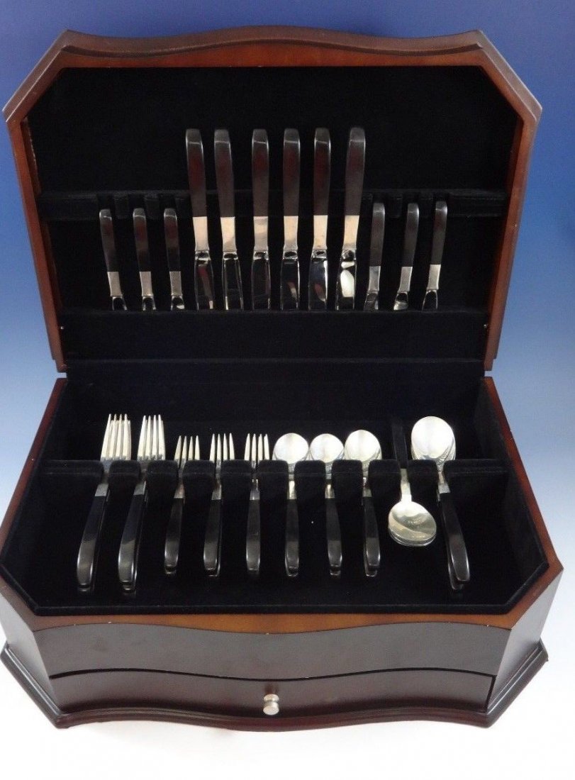 Contrast Sterling and black Modernist Flatware Set by (1 of 5)
