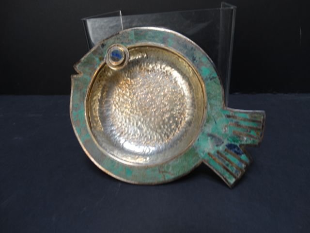 Los Castillo Fish Dish Silver and Malachite Inlay J125 (1 of 7)