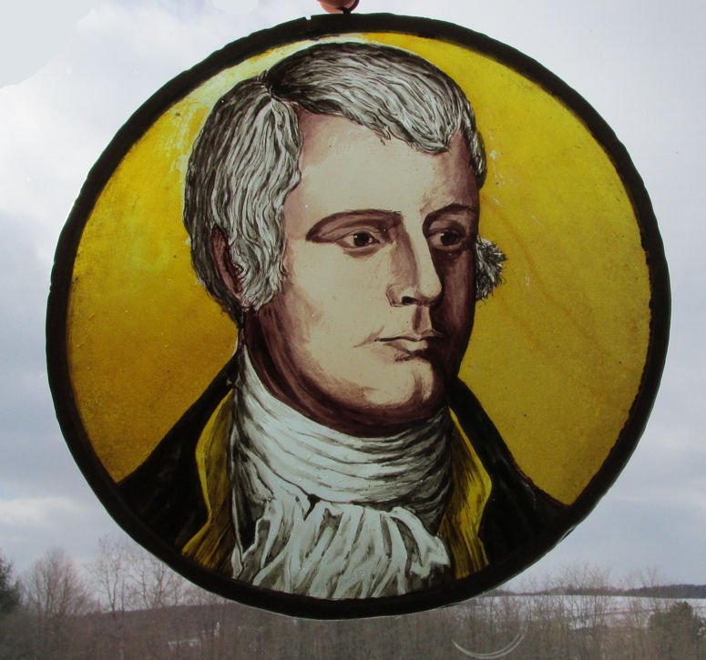 Antique Stained Glass Window, Scottish Poet Robert (1 of 2)