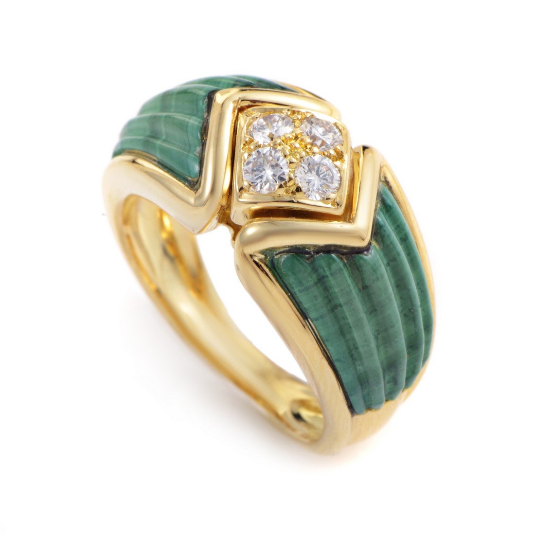 Boucheron 18K Yellow Gold Malachite & Diamond Ring (1 of 4)