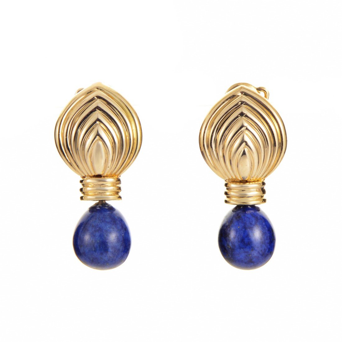 Dior 18K Yellow Gold Lapis Dangle Earrings (1 of 3)