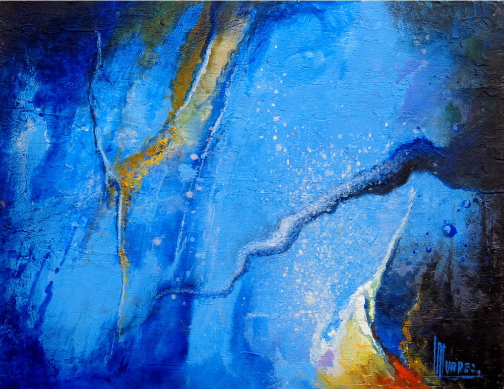 Original Acrylic-High End Mexican Master-Modern Art: 1 of 1.Ocean Landscapes-Acrylic on masonite Master of Abstract Art Jose Alvarez-Measurements approx. 16'' X 12''-This Original painting comes with certificate of authenticity hand signed by the artist