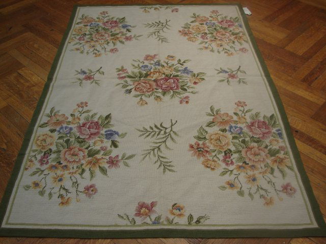Open Field Floral Flat Weave Needlepoint Gublan Rug (1 of 5)