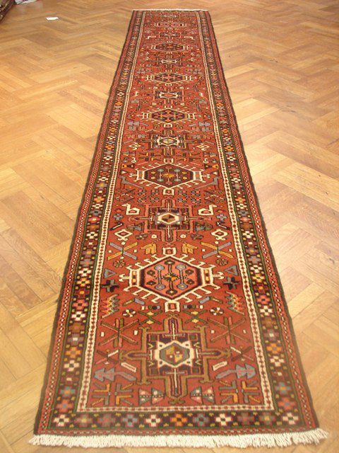 Brick Color 15 Feet Long Persian Heriz Karajeh Runner (1 of 5)