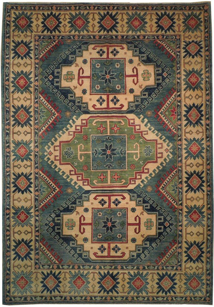 Antique Replica Vintage Look 7'X10' Low Pile Kazak (1 of 6)