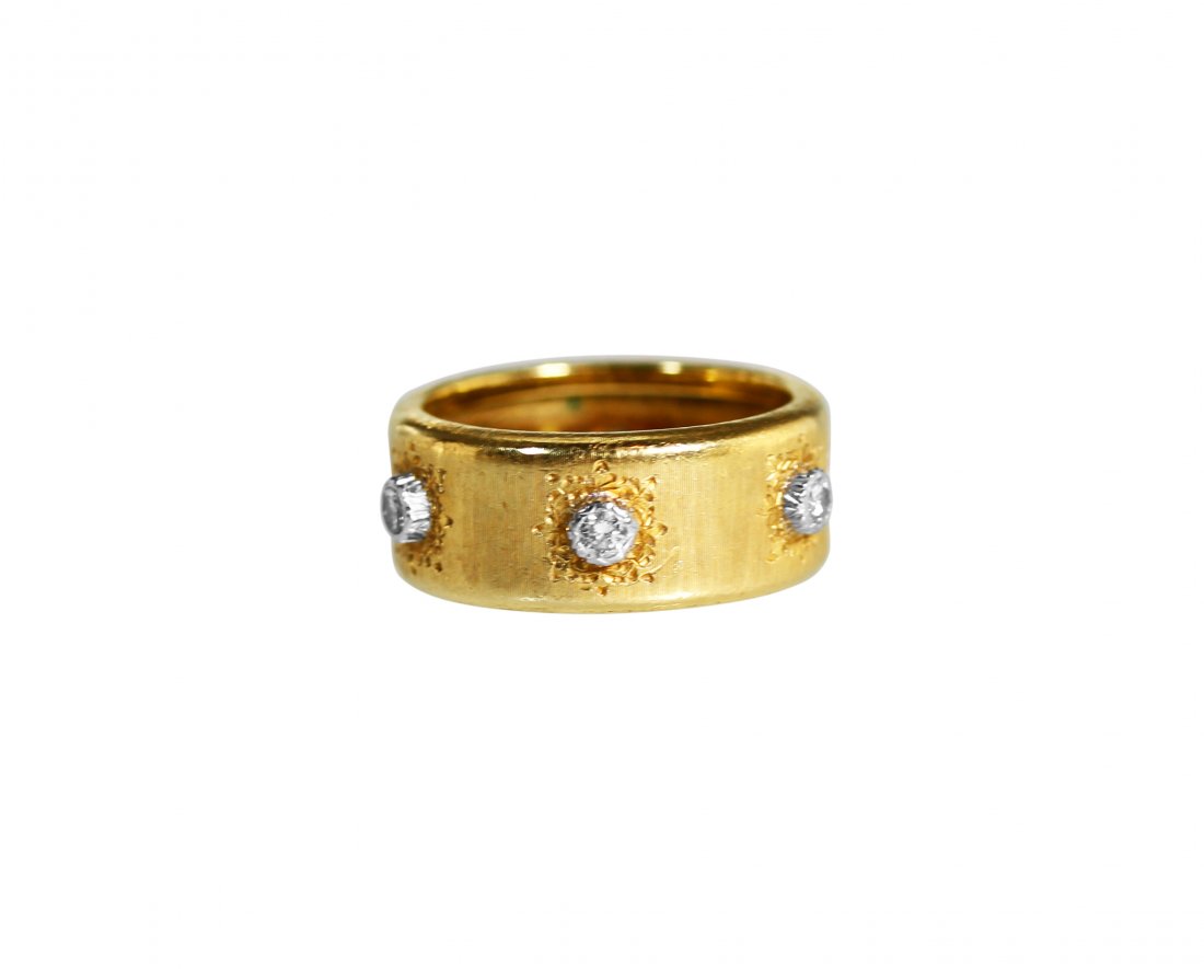 18 karat gold and diamond band ring by Buccellati (1 of 4)