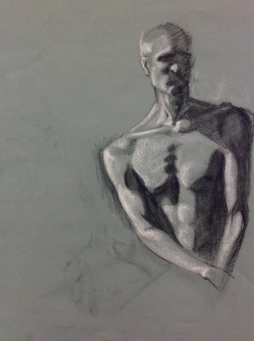 Nude Charcoal Sketch - unidentified signature: Charcoal sketch male - Artist unknown Buyer Pays Shipping Ships from California Reference Number: FNG1-18