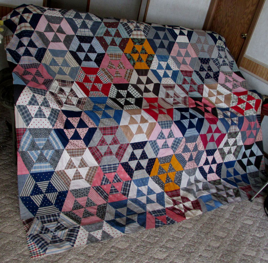 Big Antique c1920-30s Art Deco Quilt Top (1 of 6)