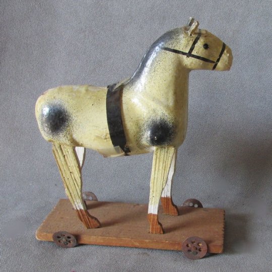 Antique Paper Mache Horse Pull Toy, German Paper Mache (1 of 3)