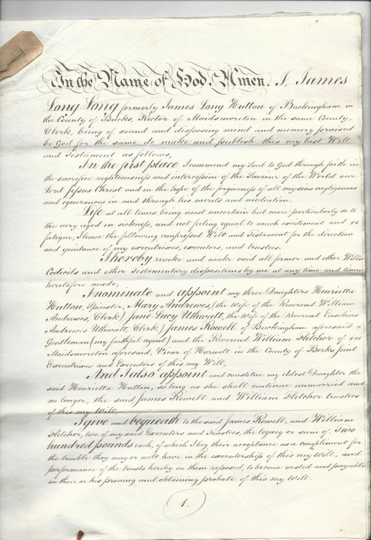 1844 Beautifully Penned English Will of a Reverend (1 of 1)