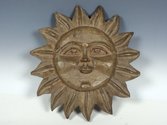 Smiling Sun: Philippines Carved Solid Wood Papermache Mold - Smiling Sun 11'' x 10'' W A very impressive hand carved decorative wooden Paper Mache mold. That is made by master craftsmen in the Philippines. All cra