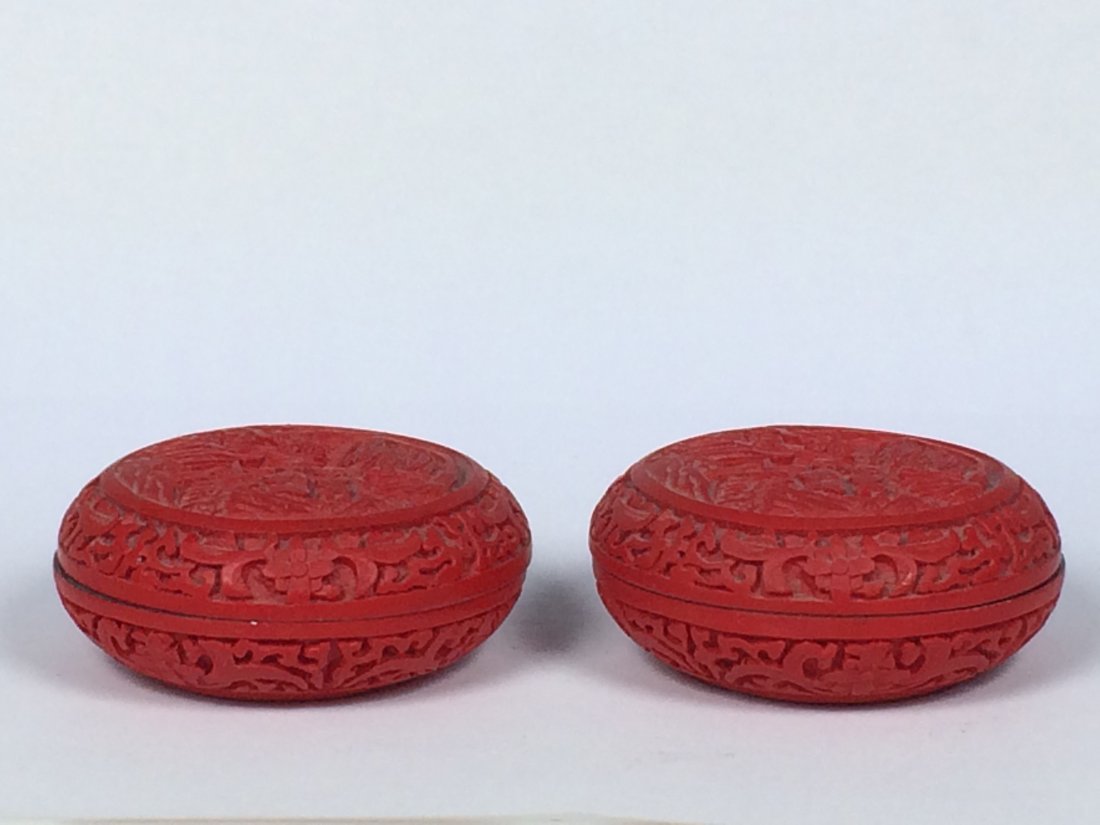 Pair of Carved Red Box (1 of 5)