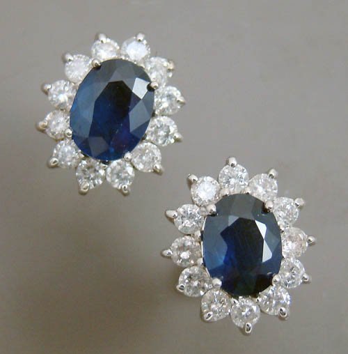 Pair of 18KWG, Sapphire and Diamond Earrings (1 of 3)