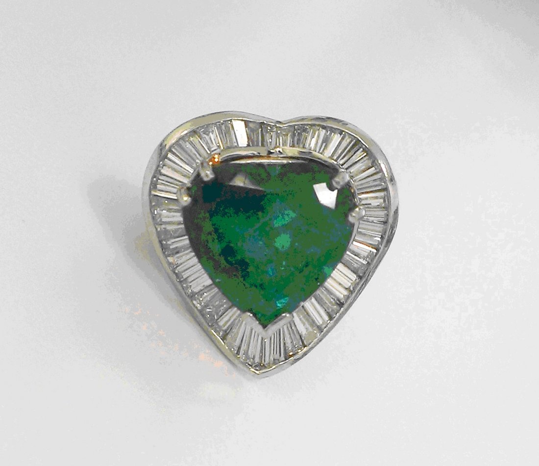 Platinum Ring Heart Green EC 2.20ctw BG (1 of 1)