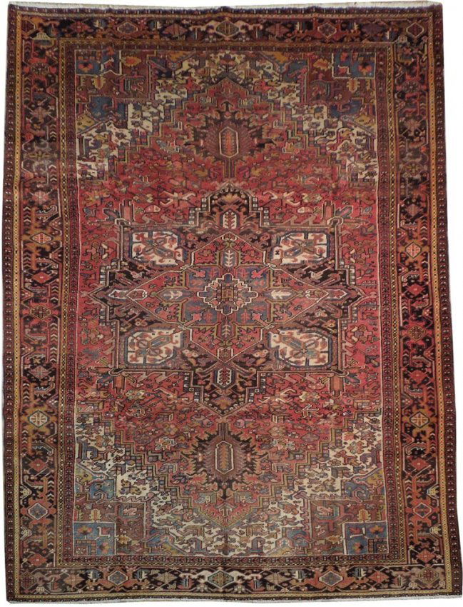 Original 9x12 Vintage Antique Persian Heriz Area Rug (1 of 6)