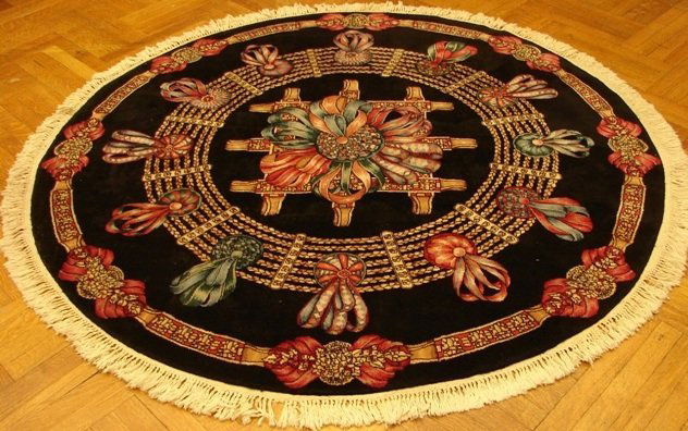 DESIGNER 6 FEET ROUND SILK&WOOL TABRIZ RUG KPSI 250 (1 of 6)